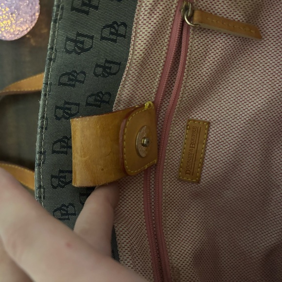 Dooney & Bourke Gray Signature Tote with Brown Leather Trim - Picture 4 of 5